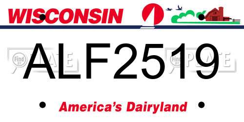 ALF2519 Wisconsin License Plate