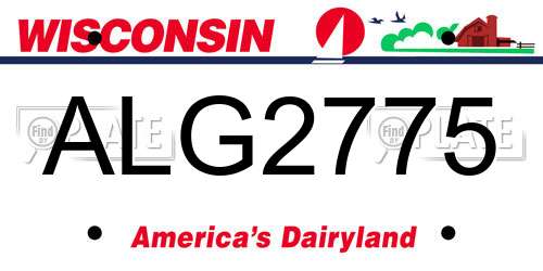 ALG2775 Wisconsin License Plate
