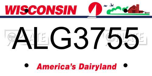 ALG3755 Wisconsin License Plate