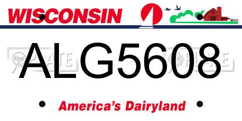 ALG5608 Wisconsin License Plate