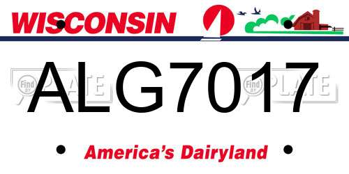 ALG7017 Wisconsin License Plate