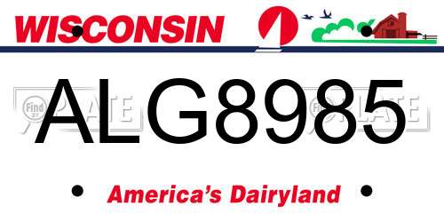 ALG8985 Wisconsin License Plate