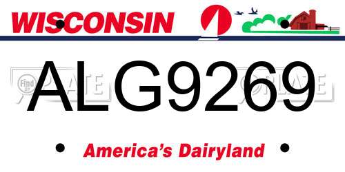 ALG9269 Wisconsin License Plate