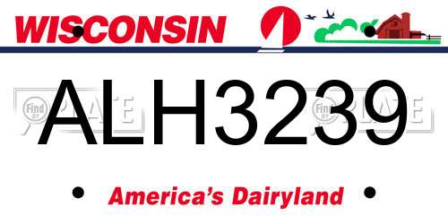 ALH3239 Wisconsin License Plate