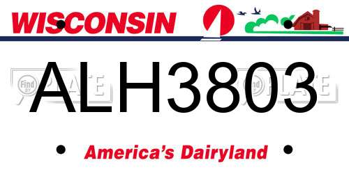 ALH3803 Wisconsin License Plate