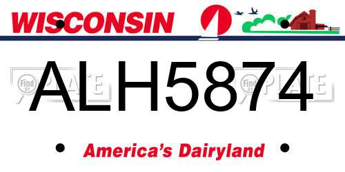 ALH5874 Wisconsin License Plate