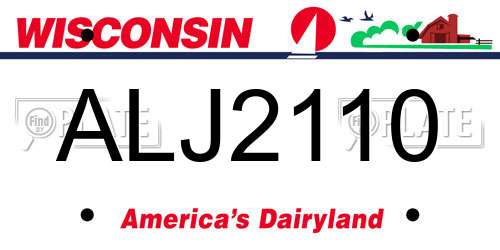ALJ2110 Wisconsin License Plate