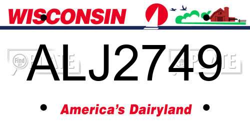 ALJ2749 Wisconsin License Plate