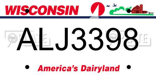 ALJ3398 Wisconsin License Plate