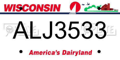 ALJ3533 Wisconsin License Plate