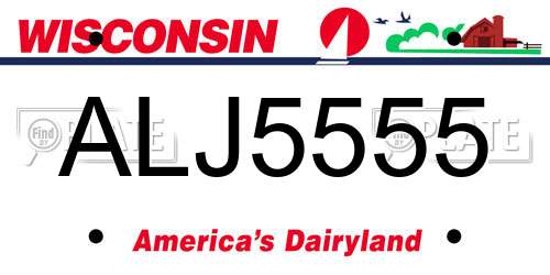 ALJ5555 Wisconsin License Plate