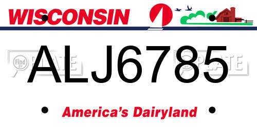 ALJ6785 Wisconsin License Plate