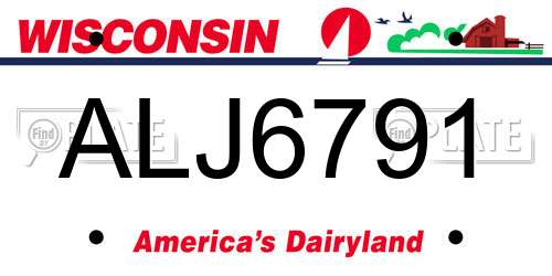 ALJ6791 Wisconsin License Plate