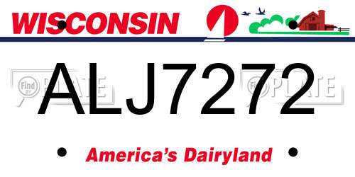 ALJ7272 Wisconsin License Plate