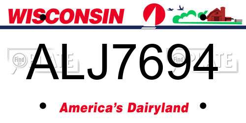 ALJ7694 Wisconsin License Plate