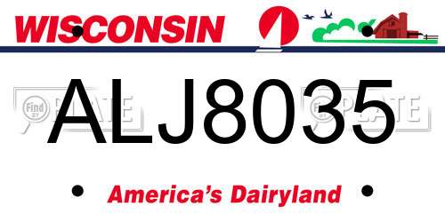 ALJ8035 Wisconsin License Plate