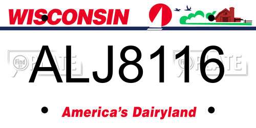 ALJ8116 Wisconsin License Plate