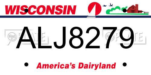 ALJ8279 Wisconsin License Plate
