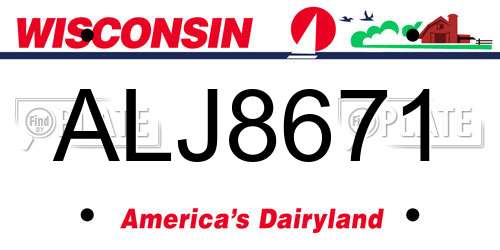 ALJ8671 Wisconsin License Plate