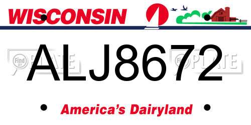 ALJ8672 Wisconsin License Plate