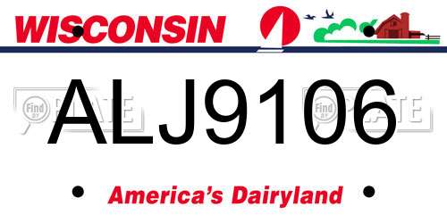 ALJ9106 Wisconsin License Plate