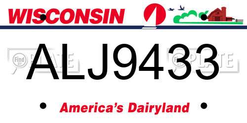ALJ9433 Wisconsin License Plate