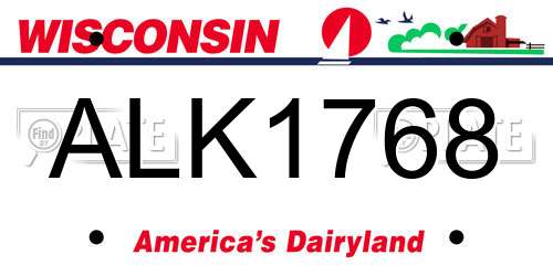 ALK1768 Wisconsin License Plate