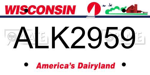ALK2959 Wisconsin License Plate