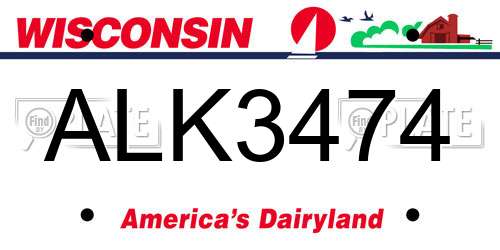 ALK3474 Wisconsin License Plate