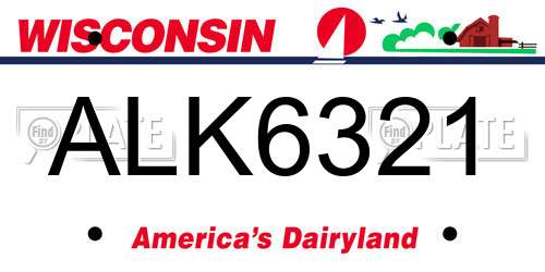 ALK6321 Wisconsin License Plate