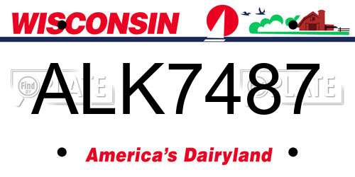 ALK7487 Wisconsin License Plate