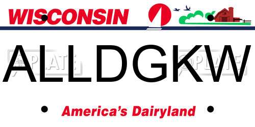 ALLDGKW Wisconsin License Plate