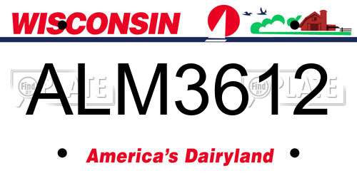 ALM3612 Wisconsin License Plate