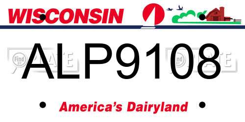 ALP9108 Wisconsin License Plate