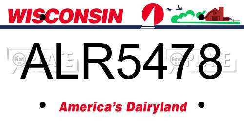 ALR5478 Wisconsin License Plate