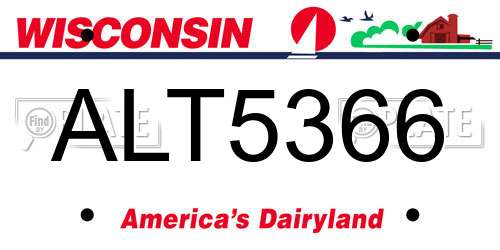 ALT5366 Wisconsin License Plate