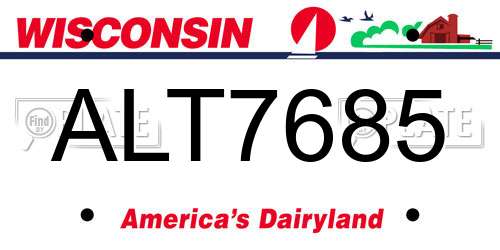 ALT7685 Wisconsin License Plate