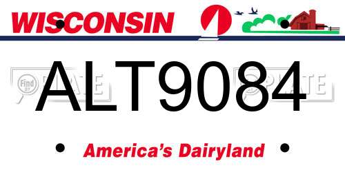 ALT9084 Wisconsin License Plate