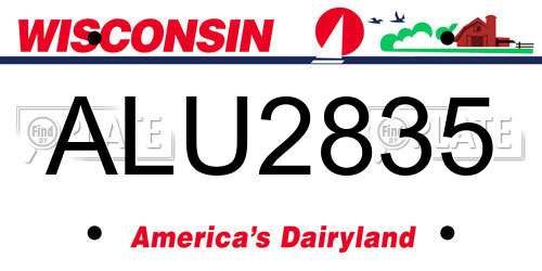 ALU2835 Wisconsin License Plate