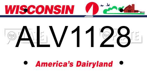 ALV1128 Wisconsin License Plate