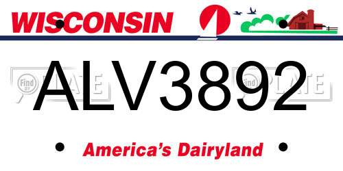 ALV3892 Wisconsin License Plate