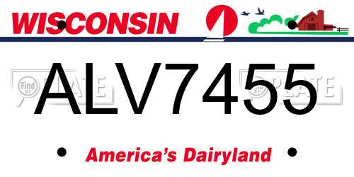 ALV7455 Wisconsin License Plate
