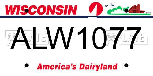 ALW1077 Wisconsin License Plate