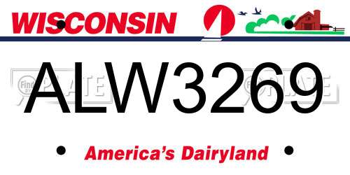 ALW3269 Wisconsin License Plate