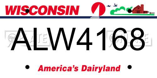ALW4168 Wisconsin License Plate