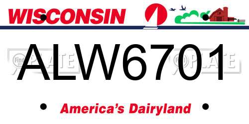 ALW6701 Wisconsin License Plate