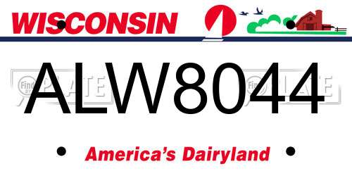 ALW8044 Wisconsin License Plate