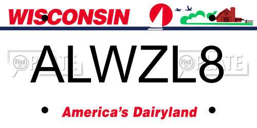 ALWZL8 Wisconsin License Plate