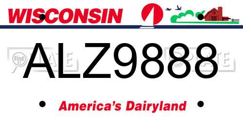 ALZ9888 Wisconsin License Plate