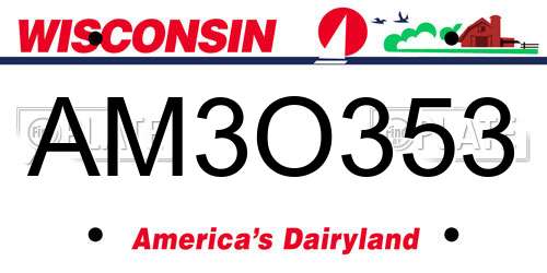AM3O353 Wisconsin License Plate